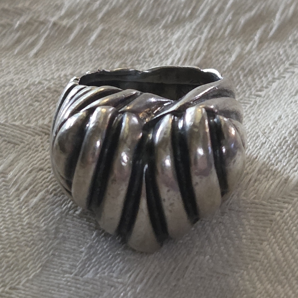 Dian Malouf Ribbed Heart Ring, Sterling Silver, Size 6.5
